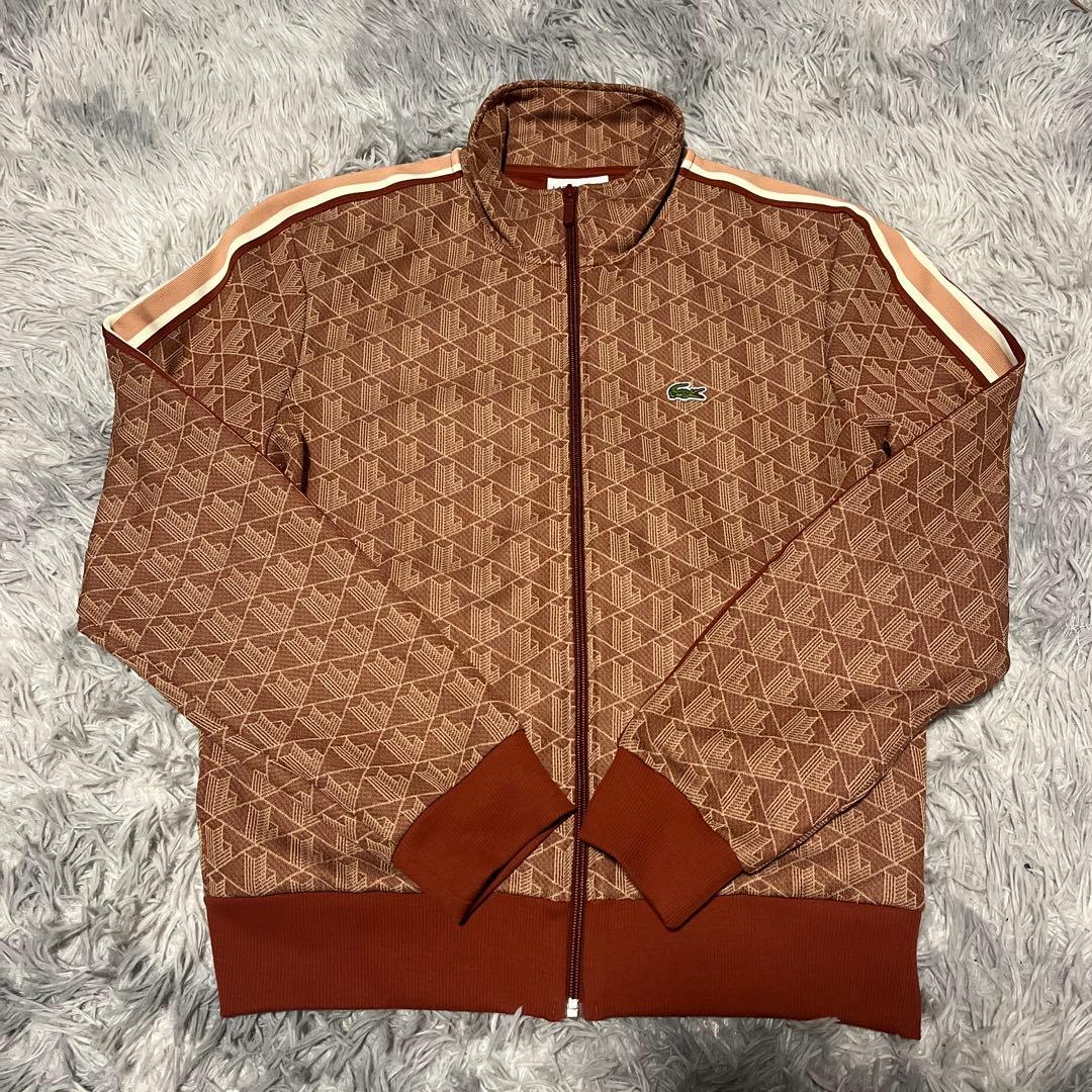 LACOSTE ラコステ トラックジャケット　ブラウン ラコステ LACOSTE モノグラムジャカードトラックジャケット