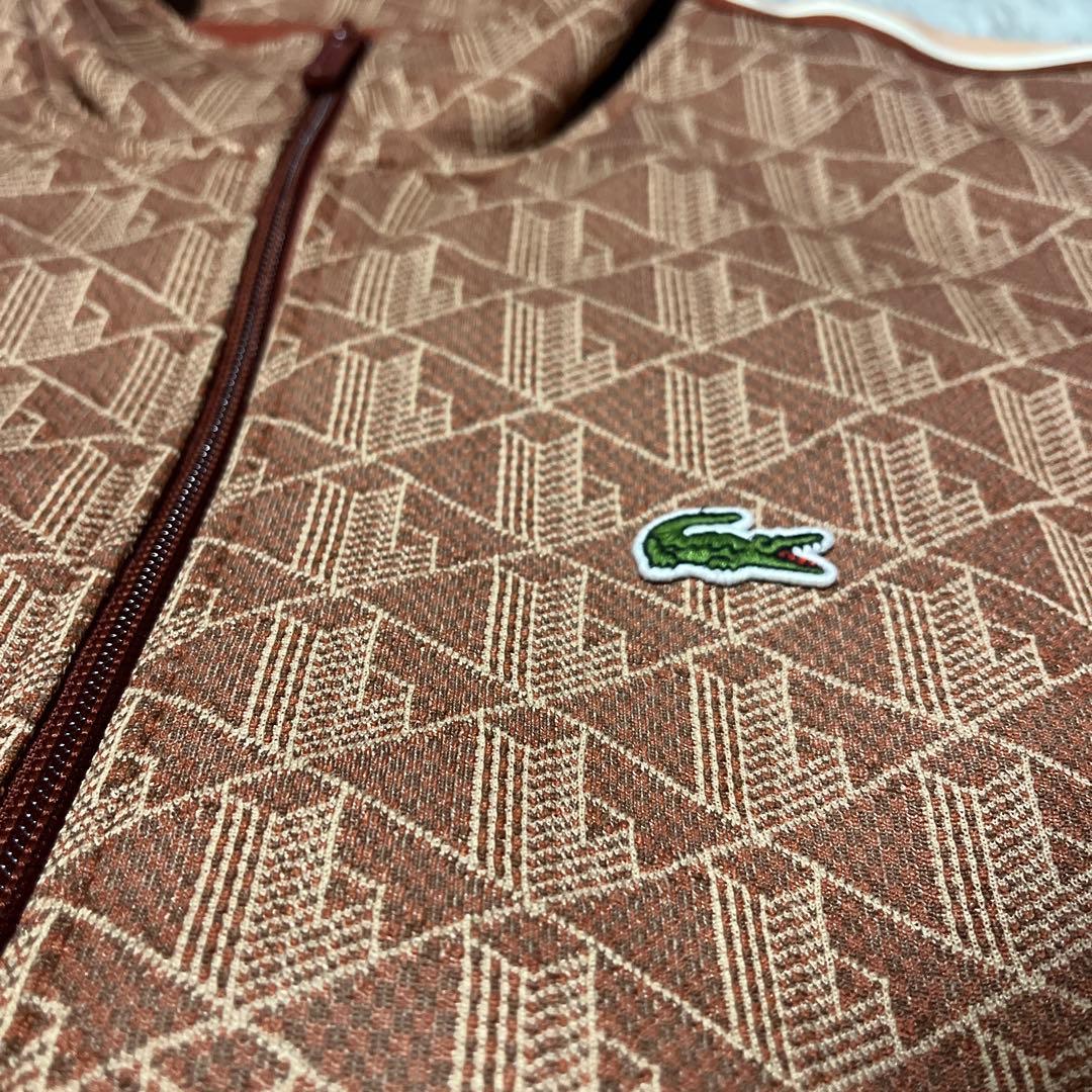 LACOSTE ラコステ トラックジャケット　ブラウン ラコステ LACOSTE モノグラムジャカードトラックジャケット