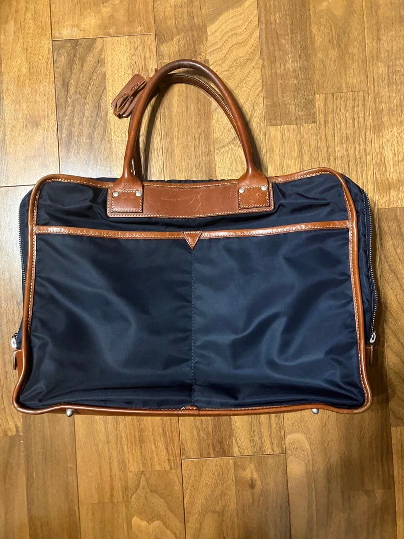 値下げ フェリージ ビジネスバック ネイビー×ライトブラウン 二層式