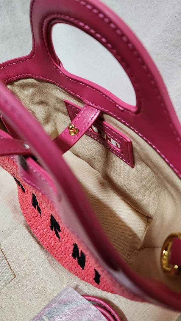 あやっぺ様専用 MARNI ピンク ミニかごバッグ ショルダー付き 未使用品
