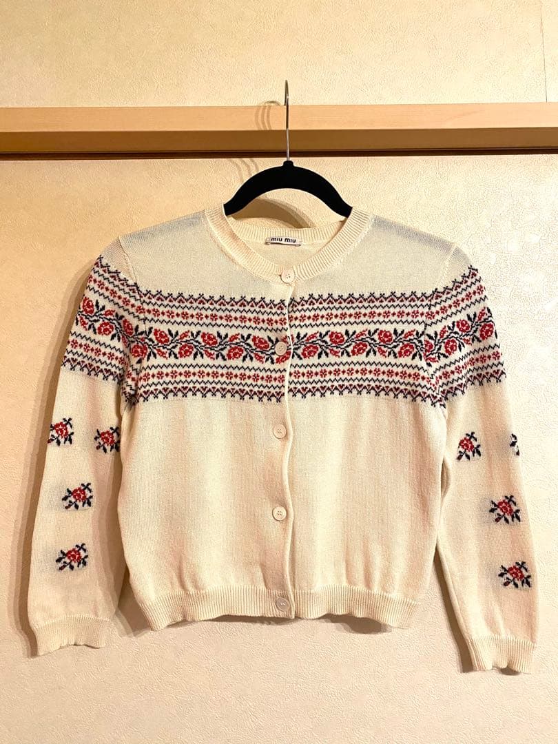 miu miu ミュウミュウ ニットカーディガン カーディガン バラ柄 美品