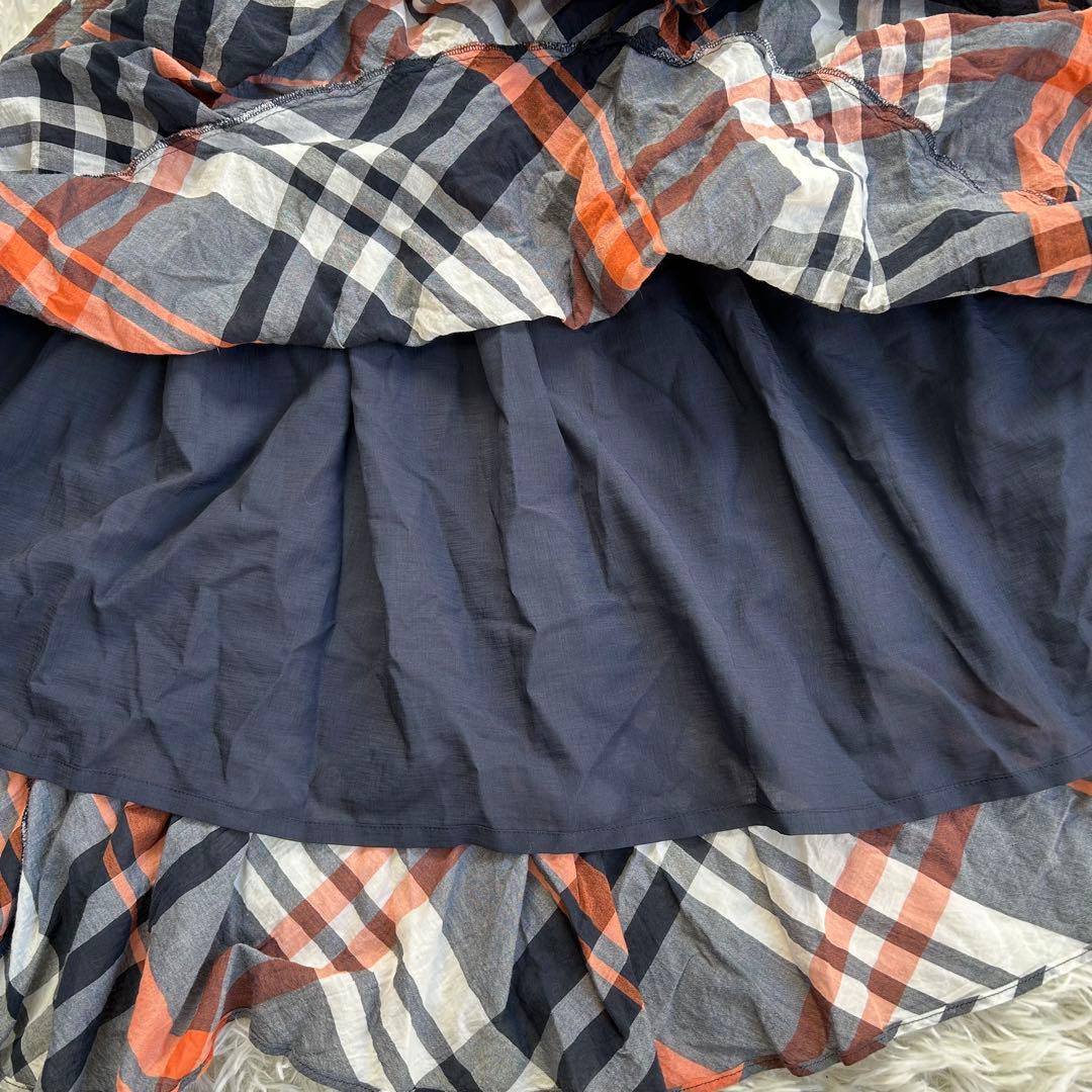 バーバリーブルーレーベル 38 ノバチェック ティアードワンピース