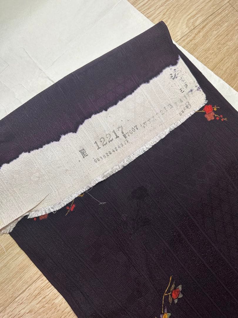 丹後ちりめん 京染 濃紫色 着物反物 羽尺 未仕立て 幅約36.5cm