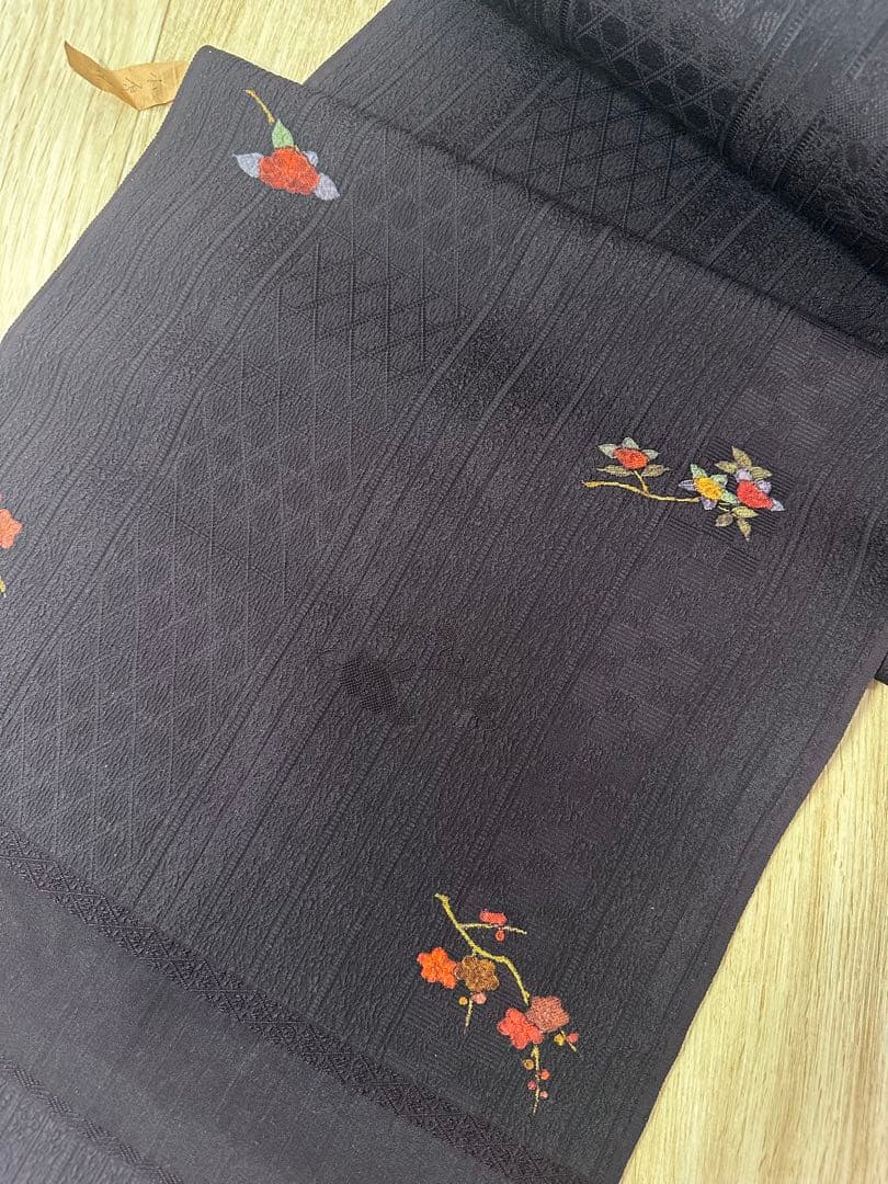 丹後ちりめん 京染 濃紫色 着物反物 羽尺 未仕立て 幅約36.5cm