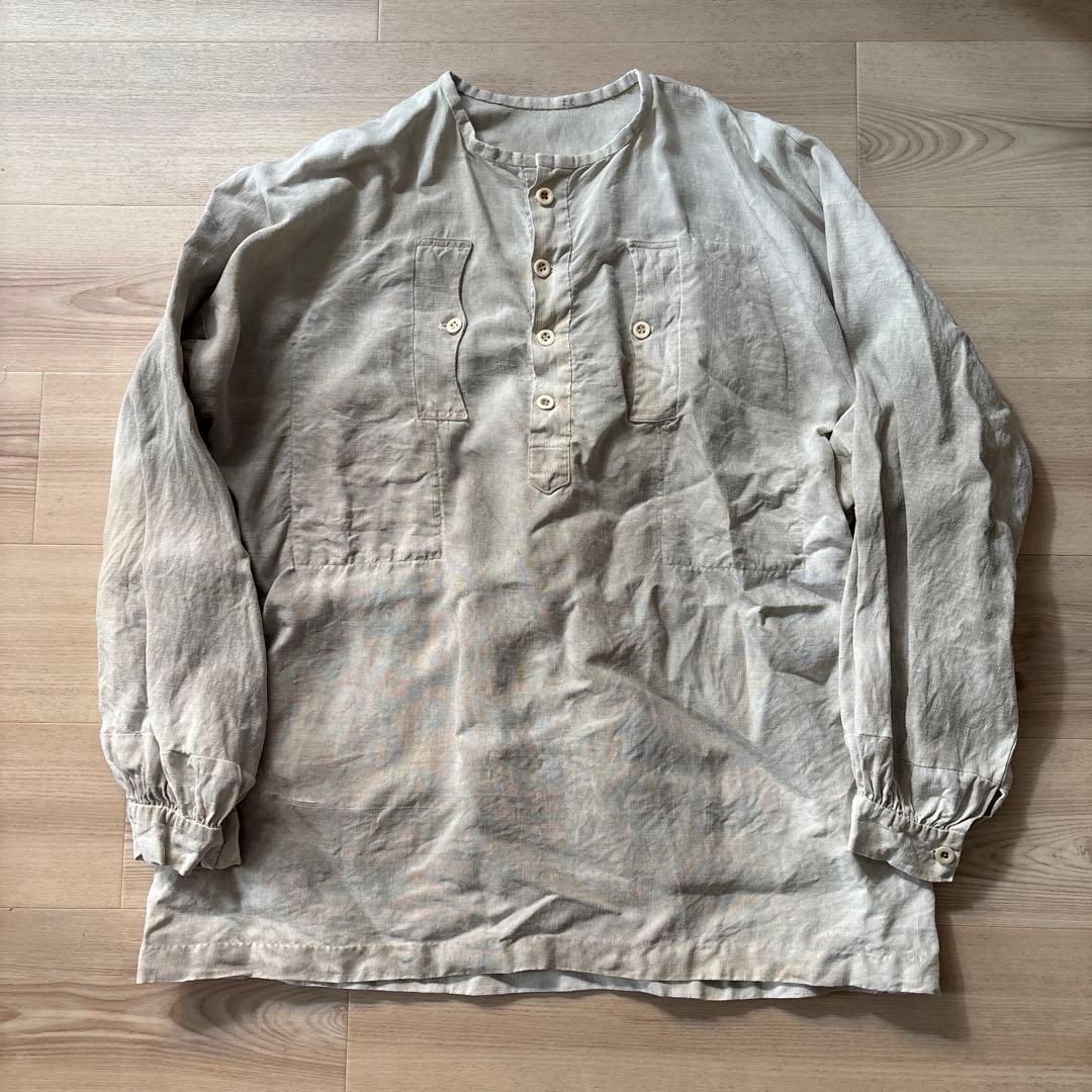 あ*え様 フレンチ　リネンスモック　vintage生地　 ボージョン　ボロ 30s French Army Linen Hospital Bourgeron Smock フランス軍
