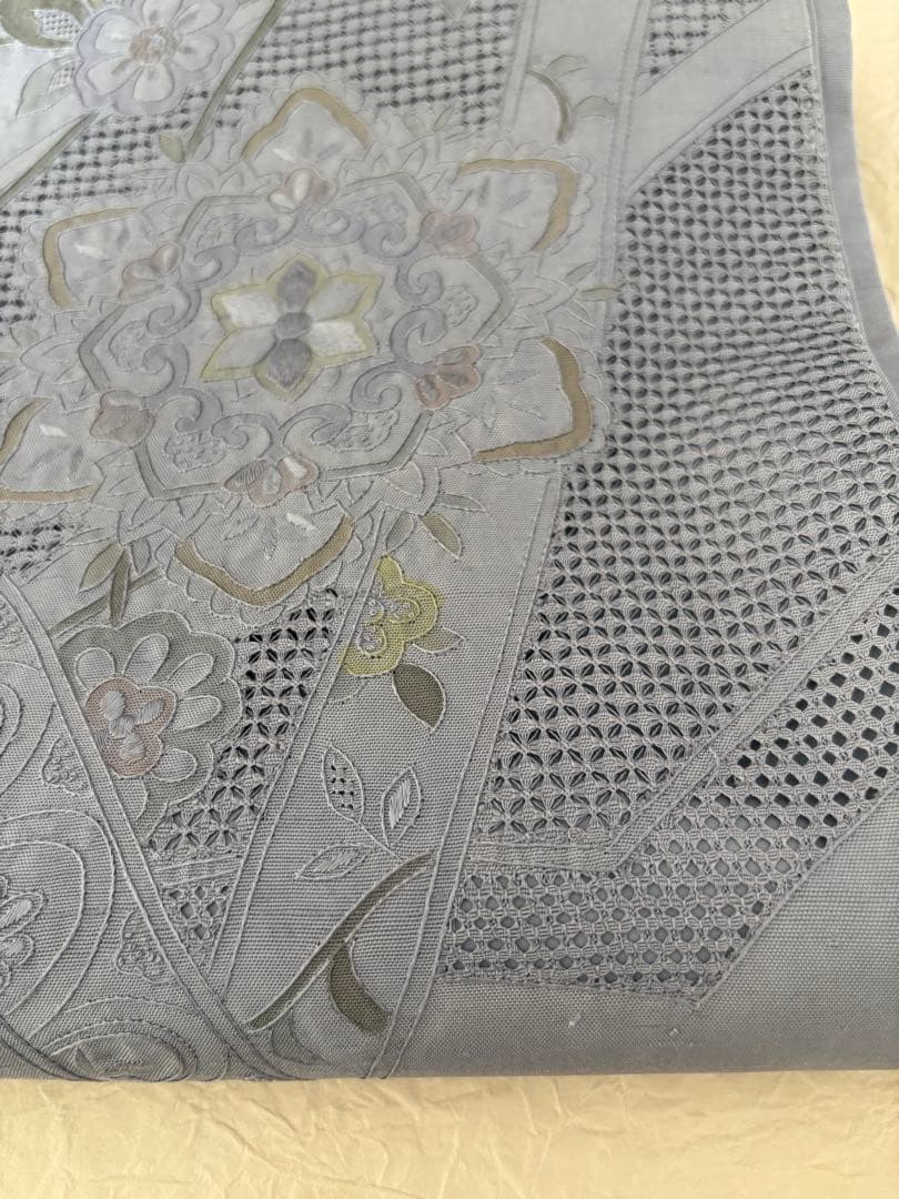 極美品】スワトウ刺繍 袋帯 グレイッシュブルー 正絹 - メルカリ