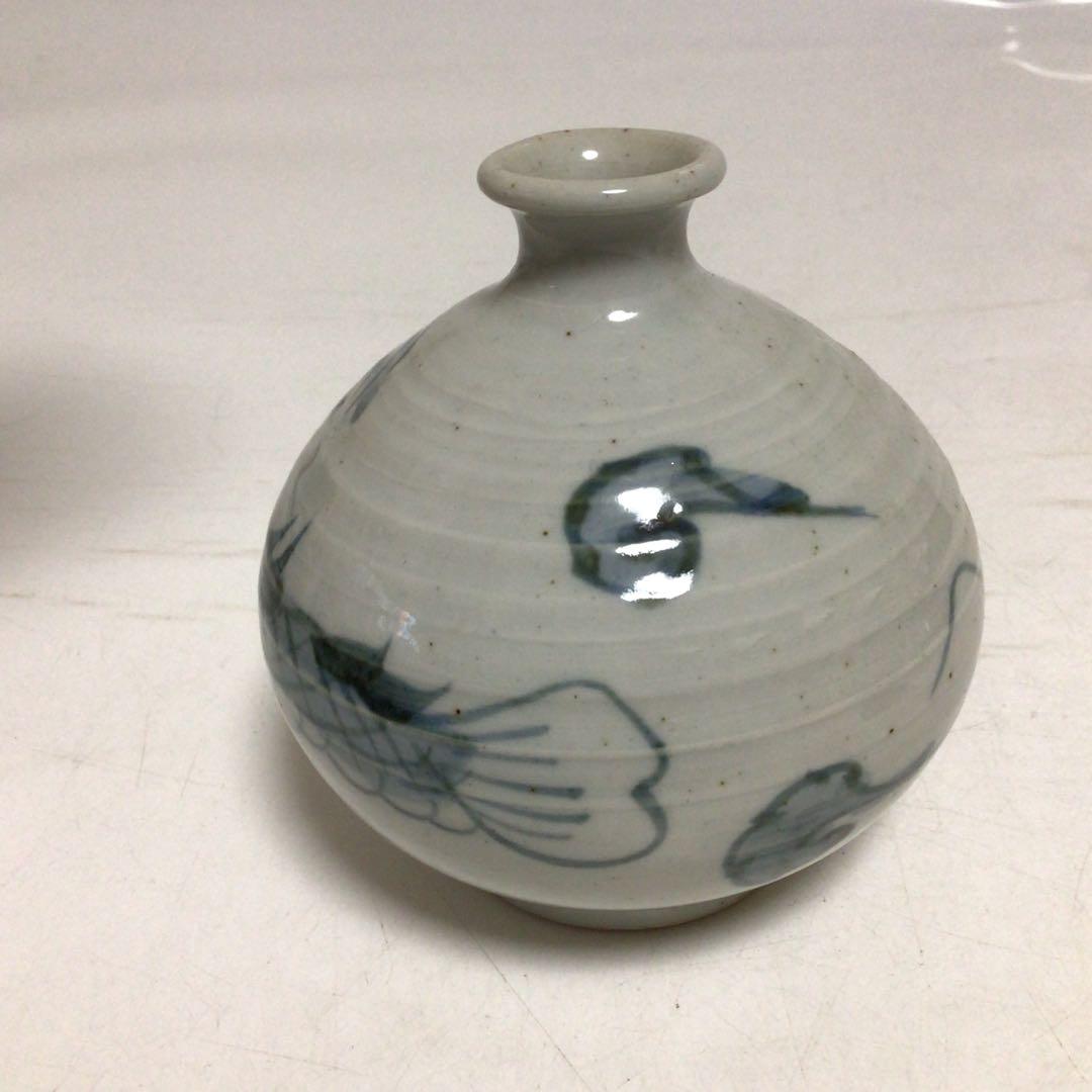 古伊万里 染付油壺（あぶらつぼ） 龍 青魚模様の陶器小瓶