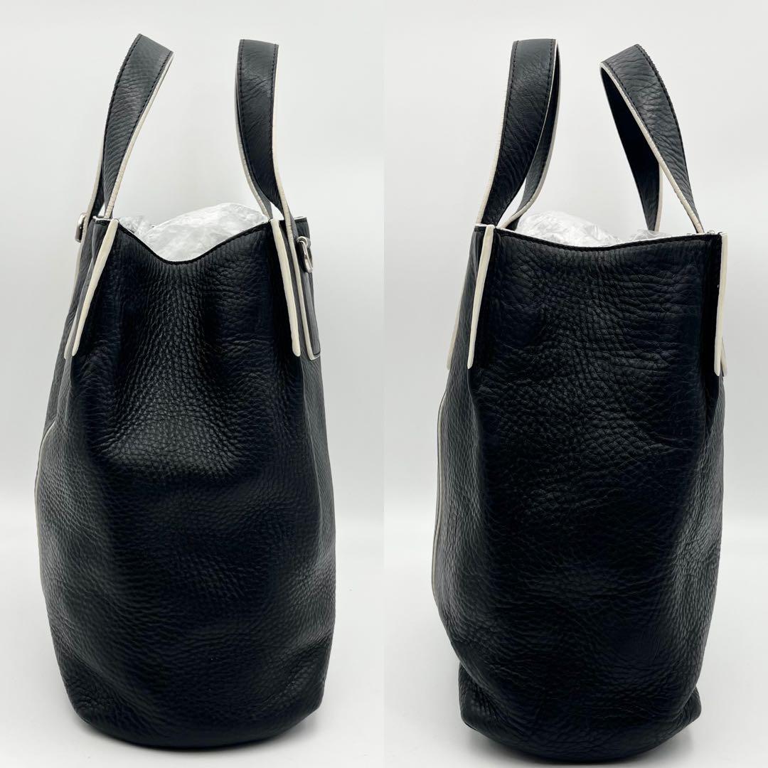 ヒロフ ヴィータ レザー シボ革 トートバッグ Hロゴ ブラック