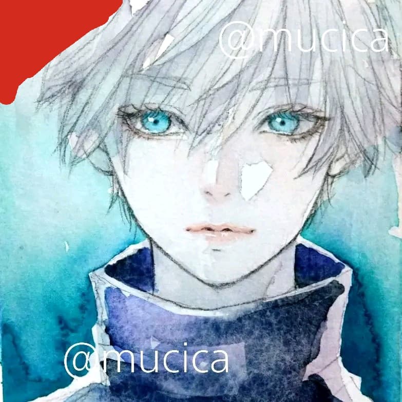 専用 手描きイラスト 原画 銀髪くん 水彩画 ドローイング オリジナル 5