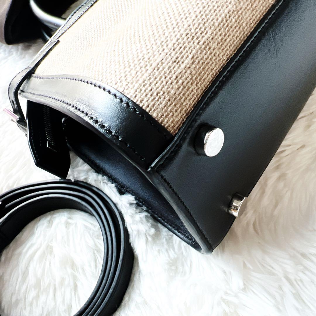 極美品 foxyフォクシー キャンバス レザー 本革 ショルダー バッグ