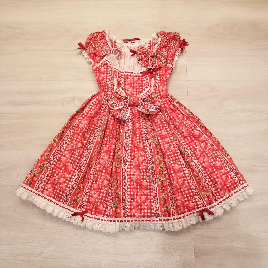 アンジェリックプリティ いちご柄 ワンピース 赤 - メルカリ