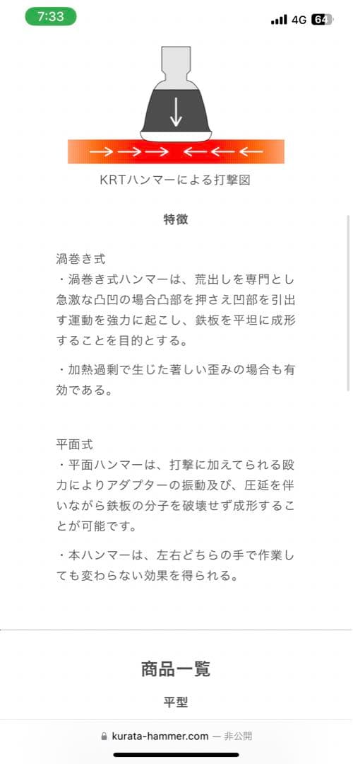 倉田ハンマー 倉田製作所 絞り加工 絞りハンマー シボリハンマー 板金