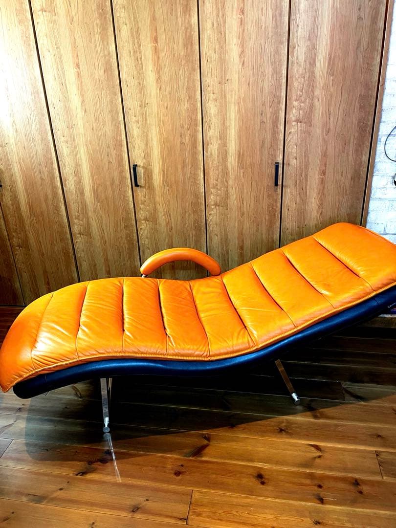 LURKEY/3段階快適リクライニングソファー/レザー/オレンジ 送料無料 美