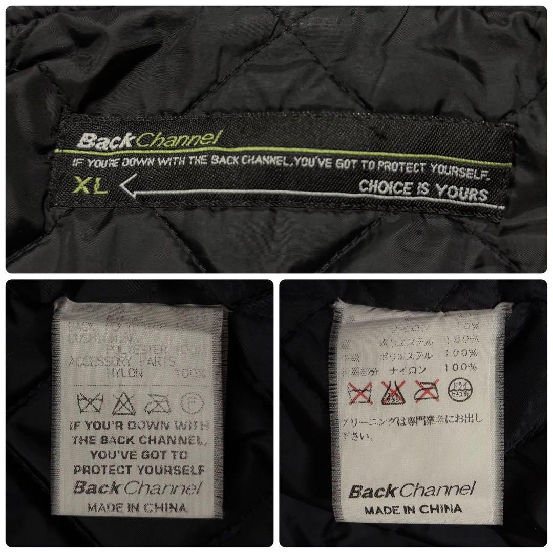 バックチャンネル 中綿入り スタジャン ウール ロゴ刺繍 ワッペン 黒 XL
