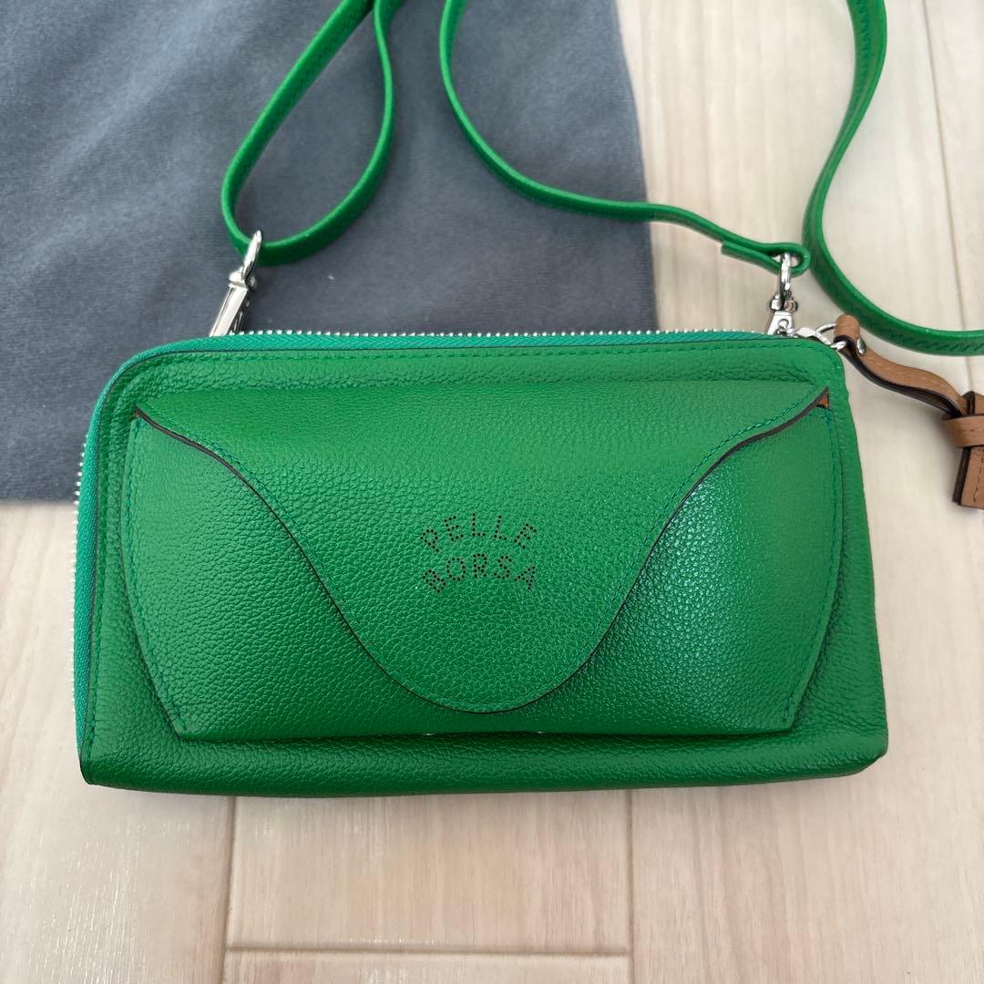 PELLEBORSA ショルダーバック グリーン 眼鏡入れ お財布ショルダー