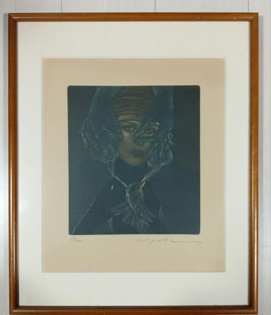 池田満寿夫 メゾチント 鳥のネックレス 79/250 鉛筆サイン入り 真作