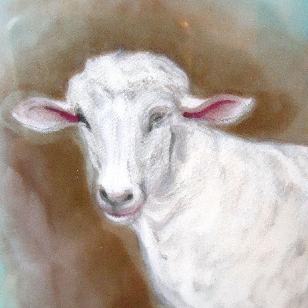 陶板画　ひつじ　陶額　毛利武彦 S