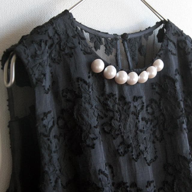 ルルウィルビー 大玉パール付き オーガンフラワー ジャガード