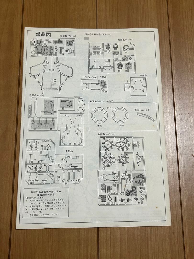 アオシマ ホンダ CBX400F 未付属パーツ&デカール&レジンパーツ付属