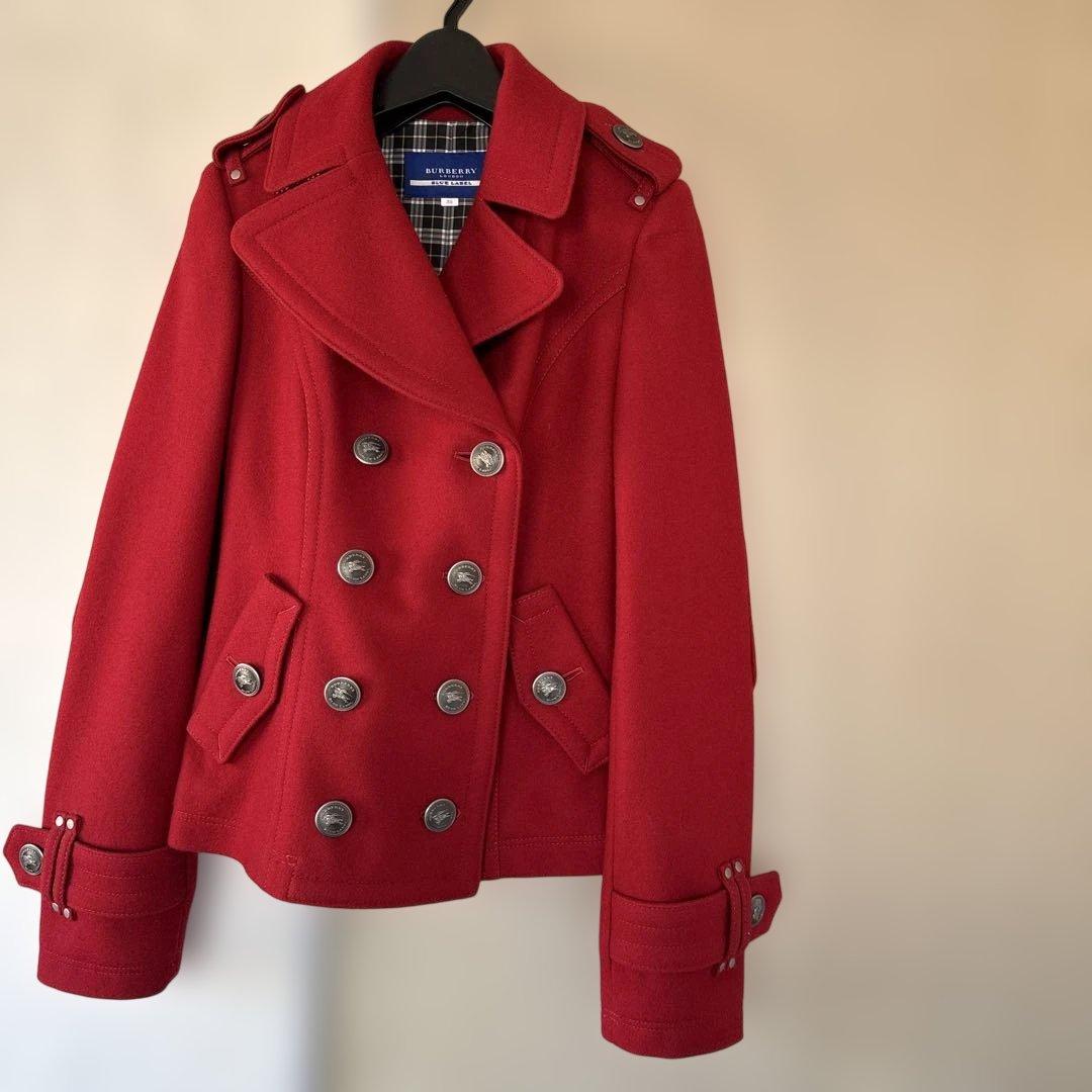 BURBERRY BLUE LABEL レッドピーコート 38 - メルカリ