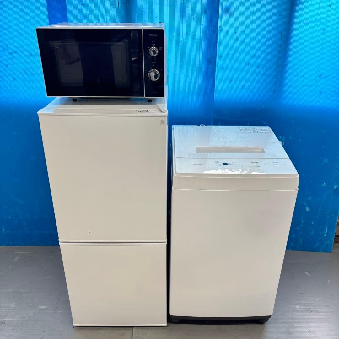 491 ガラストップ冷蔵庫 洗濯機 電子レンジ3点セット 小型 一人暮らし
