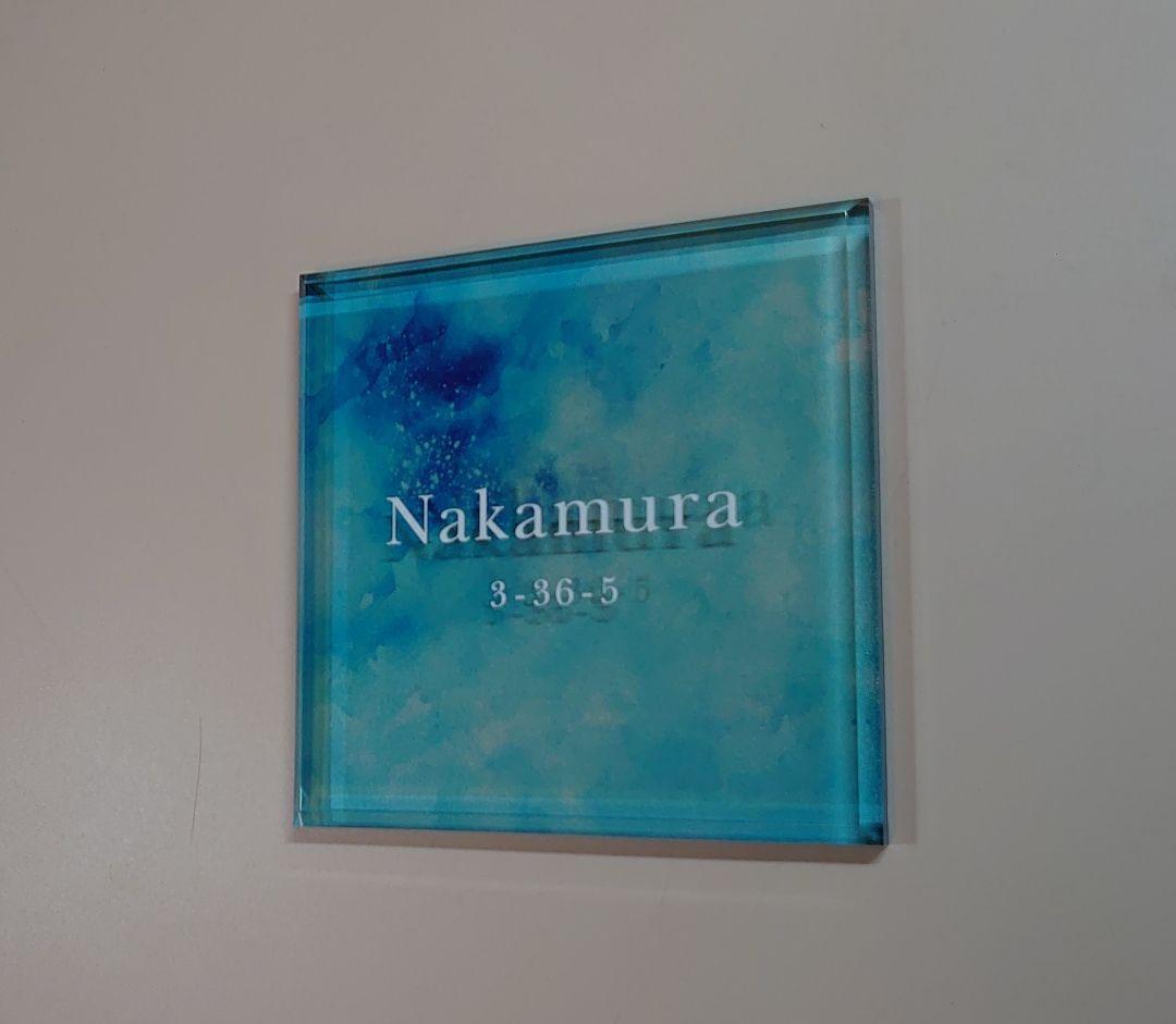 Ran様専用＊アクリル表札〔アクア〕＊4辺45度斜めカット