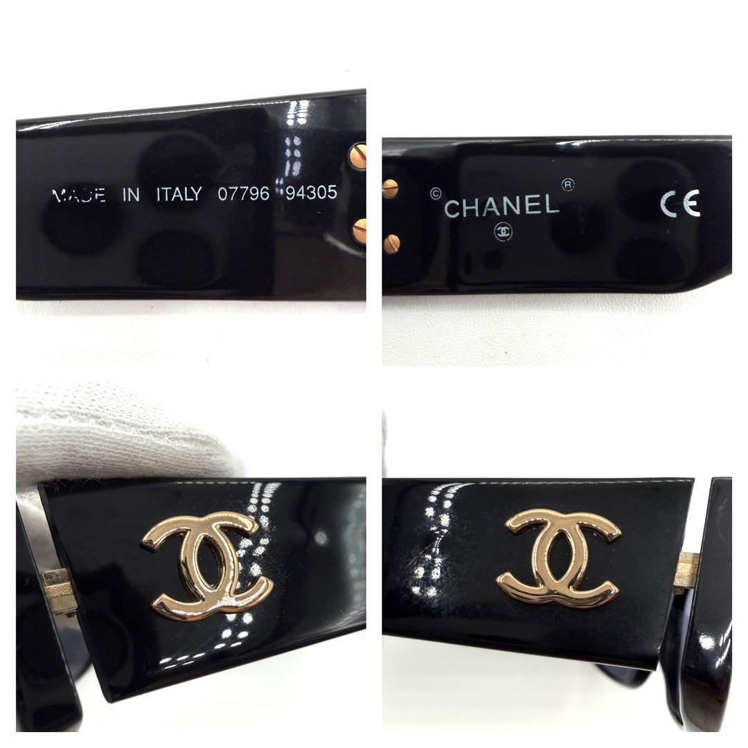 CHANEL ブラック スクエア サングラス ココマーク イタリア製 07796
