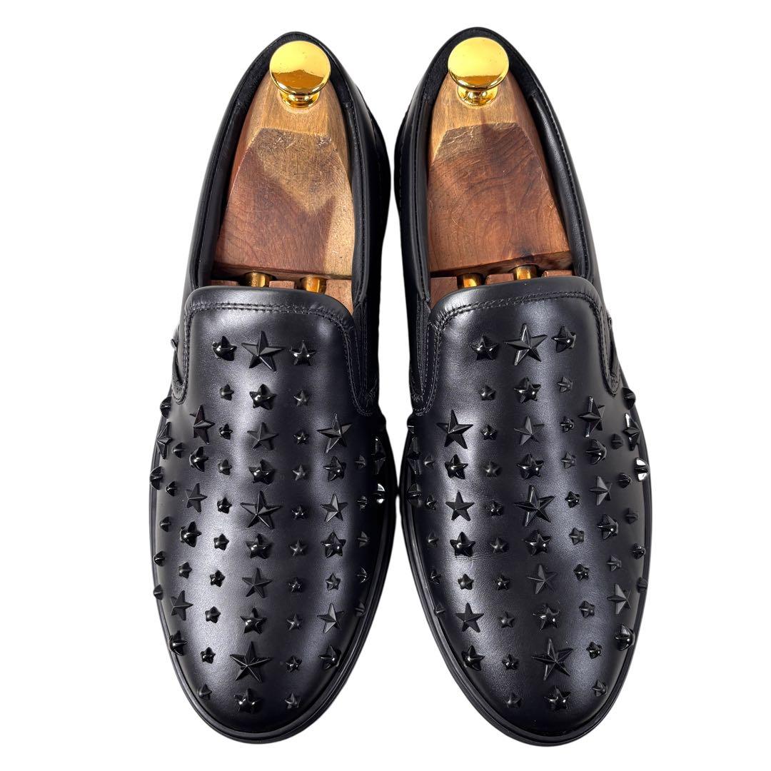 極美品 ジミーチュウ 40 25 スタッズ スター スリッポン ブラック 黒