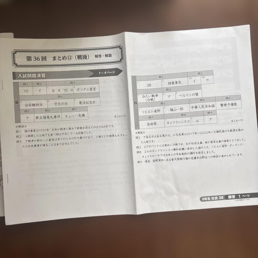 Gno 小学5年生社会歴史テキスト1-36 春期、夏期、冬期講習テキスト