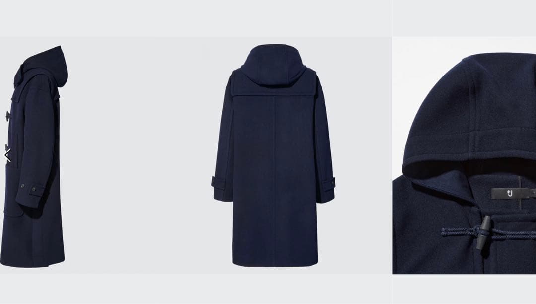 V*o様 新品 ユニクロ +J ウールオーバーサイズダッフルコート ブラック