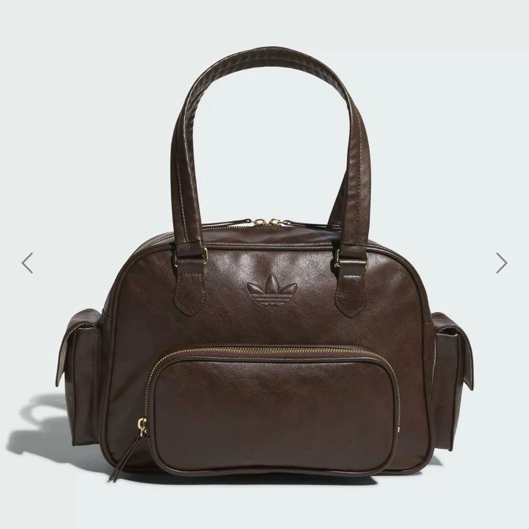 adidas レザー ボストンバッグ ブラウン - メルカリ