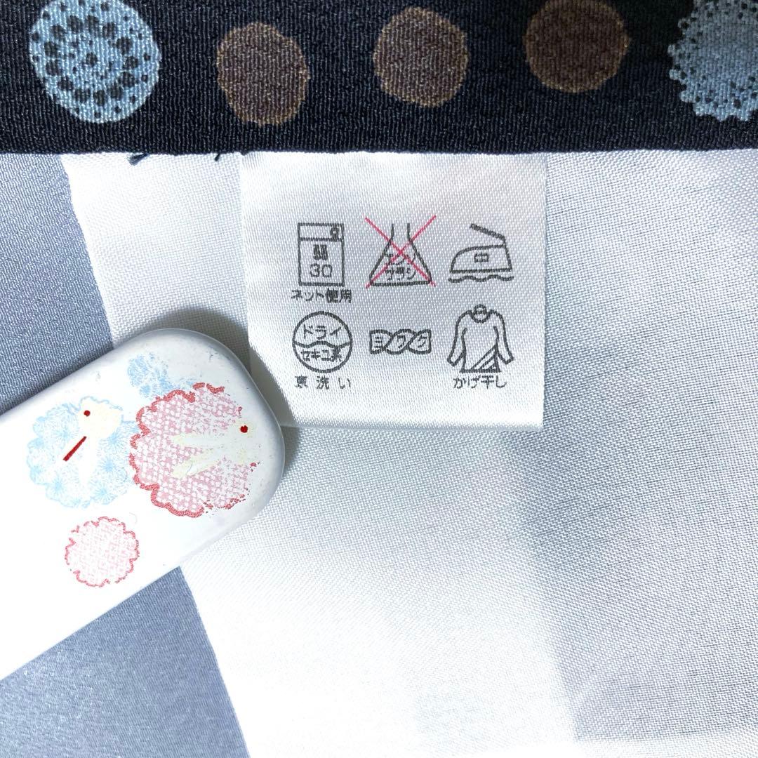 美品✨】東レシルック 京都小泉 洗える着物 小紋 黒色 水玉 蝶 日本製