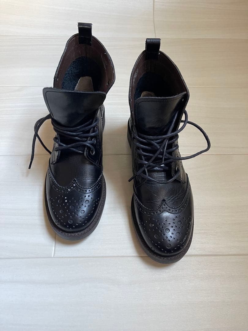 未使用 試着のみ レースアップブーツ 黒 トラックソールレースアップショートブーツ（ブーツ・ブーティ