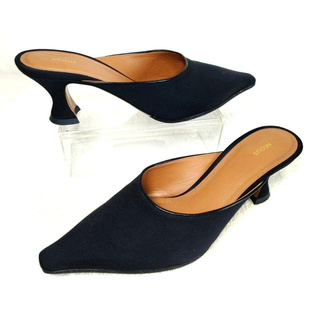 極美品！NEOUS ネオアス 黒 美シルエット ミュール 35 22.5cm