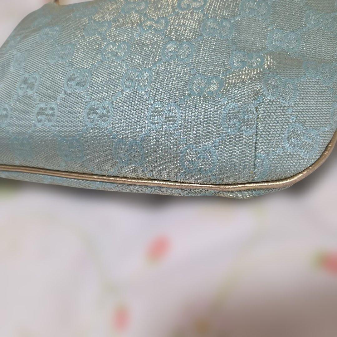 GUCCIグッチGG柄ショルダーバッグ肩掛け ミントグリーン水色青緑