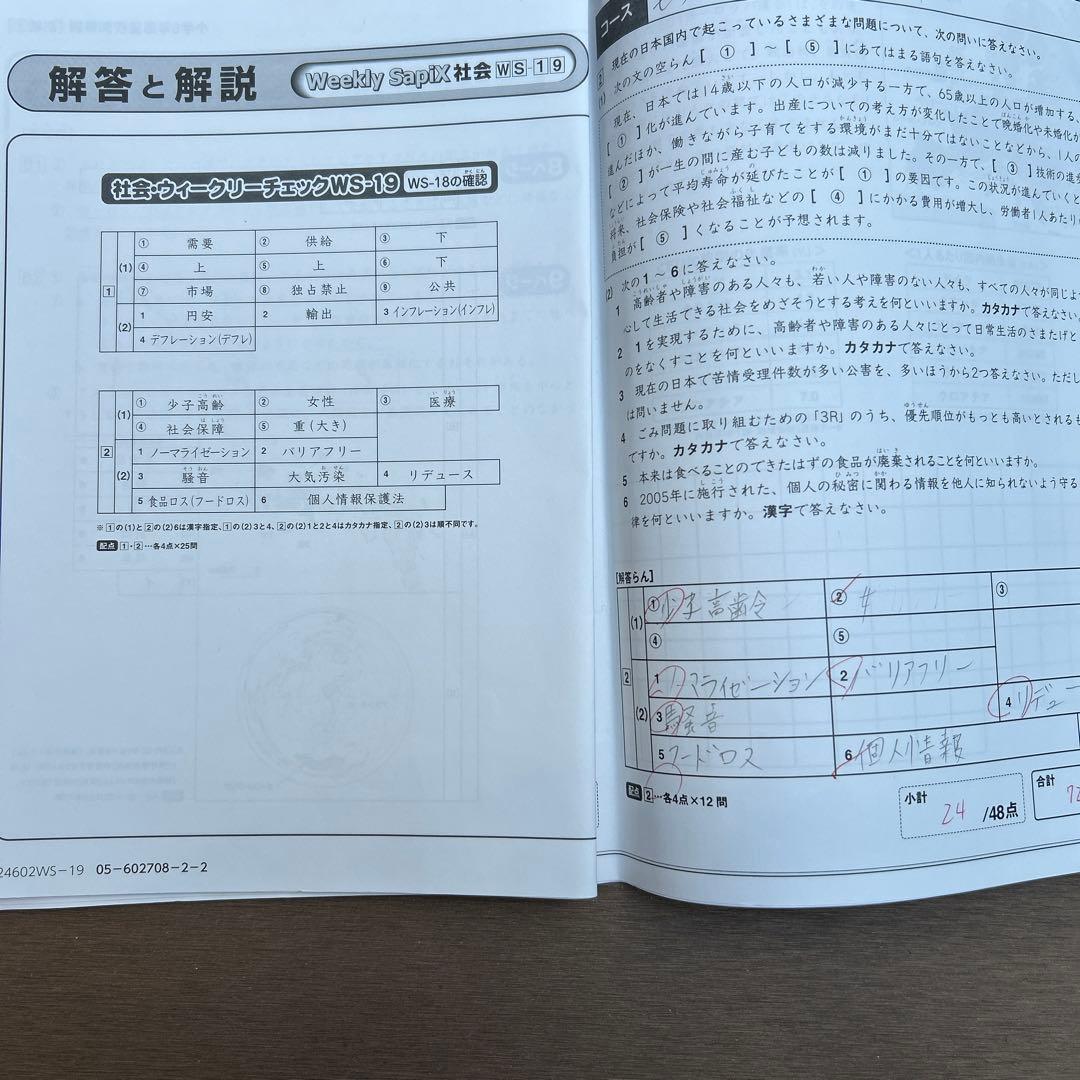 2025年2月終了 サピックス 6年 土特 開成 社会 知識の総完成 - メルカリ