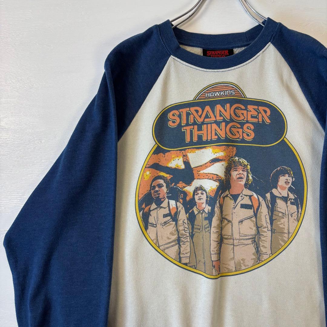 ストレンジャーシングス ラグランスウェット Lサイズ ゴースト