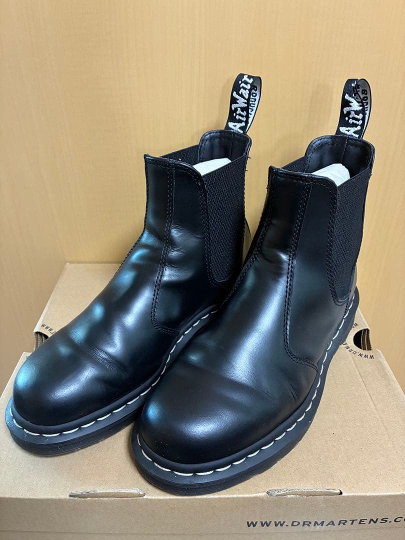 Dr. Martens ブラック サイドゴアブーツ UK 7 ホワイトステッチ - メルカリ