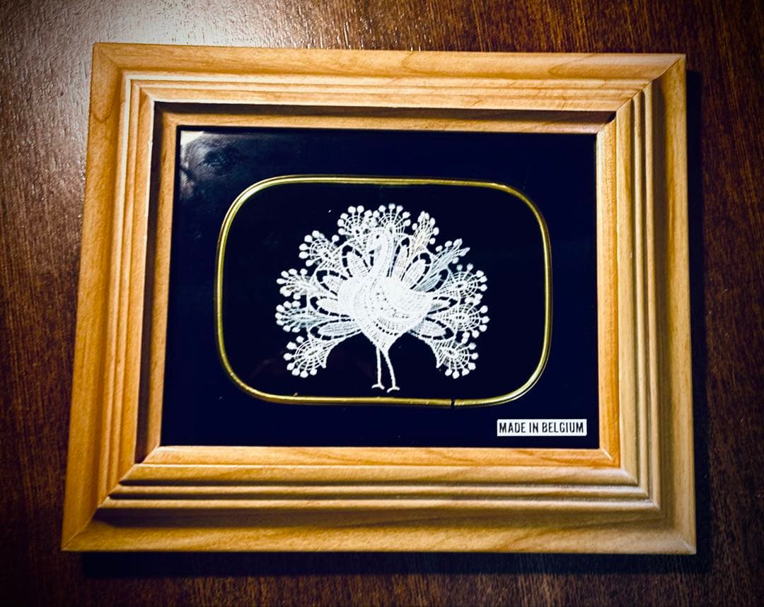 ベルギー製 ヴィンテージ 孔雀モチーフ 額装アート - メルカリ
