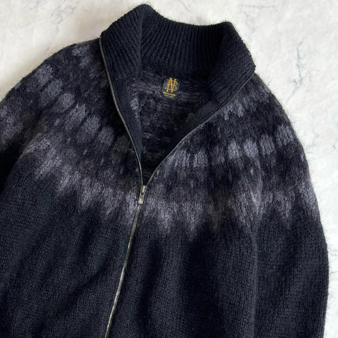 美品 バトナー ドライバーズニット モヘヤ アルパカ 黒系 サイズ3 tx8
