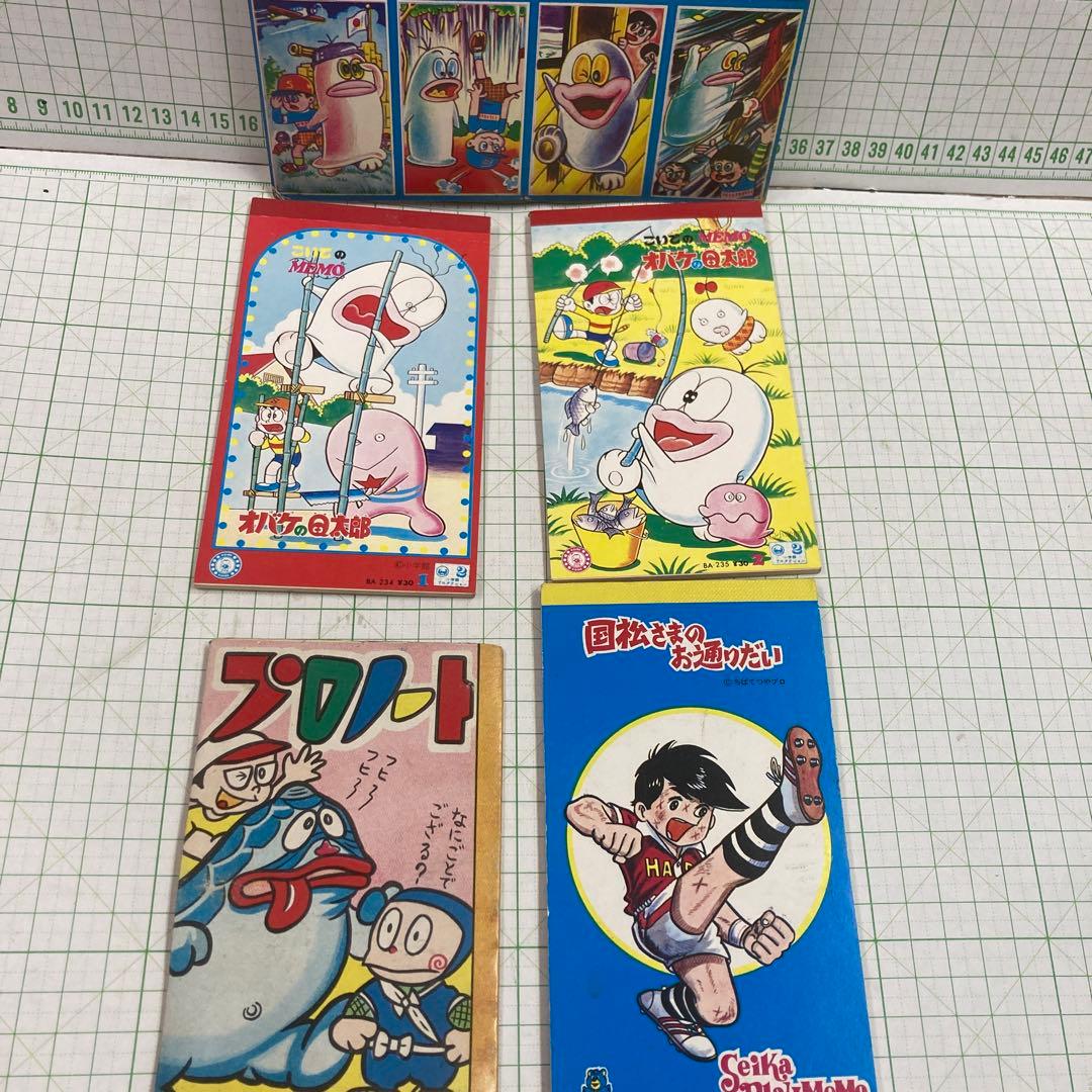 1970年代藤子不二雄のオバケのQ太郎のメモ帳２冊と面子ハットリくん国松5種類 1970年代藤子不二雄のオバケのQ太郎のメモ帳2冊と面子ハットリくん