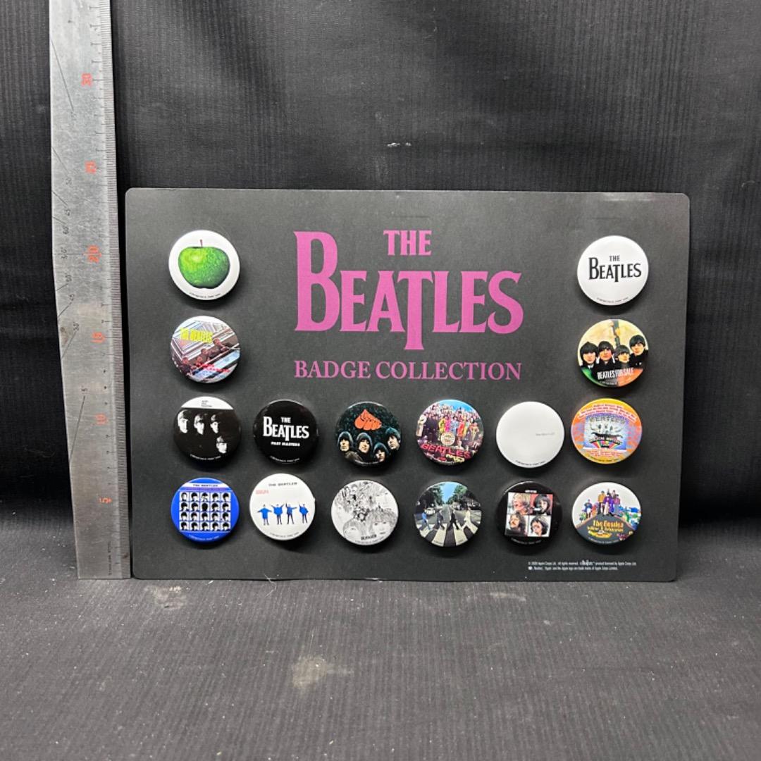 ▽Fa右1055 ビートルズ 缶バッジ コレクション 16点まとめ 台紙付き
