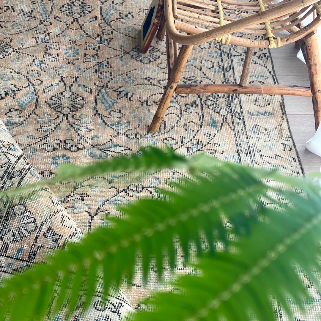 囲みコーラルベージュ✳︎111×211 フローラル ブルー トルコ