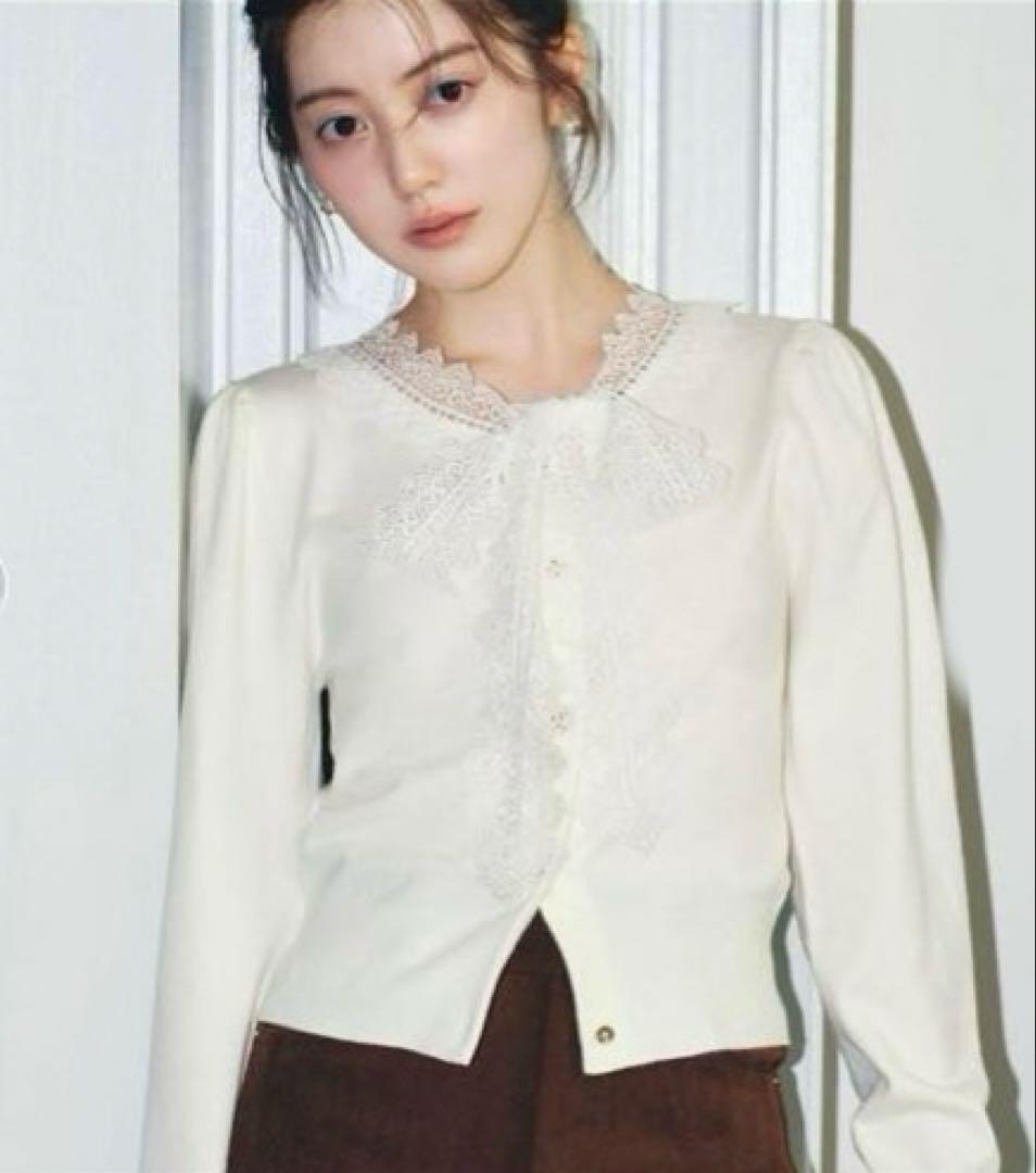 スナイデル レースボウタイカーディガン ウサギオンライン限定 白