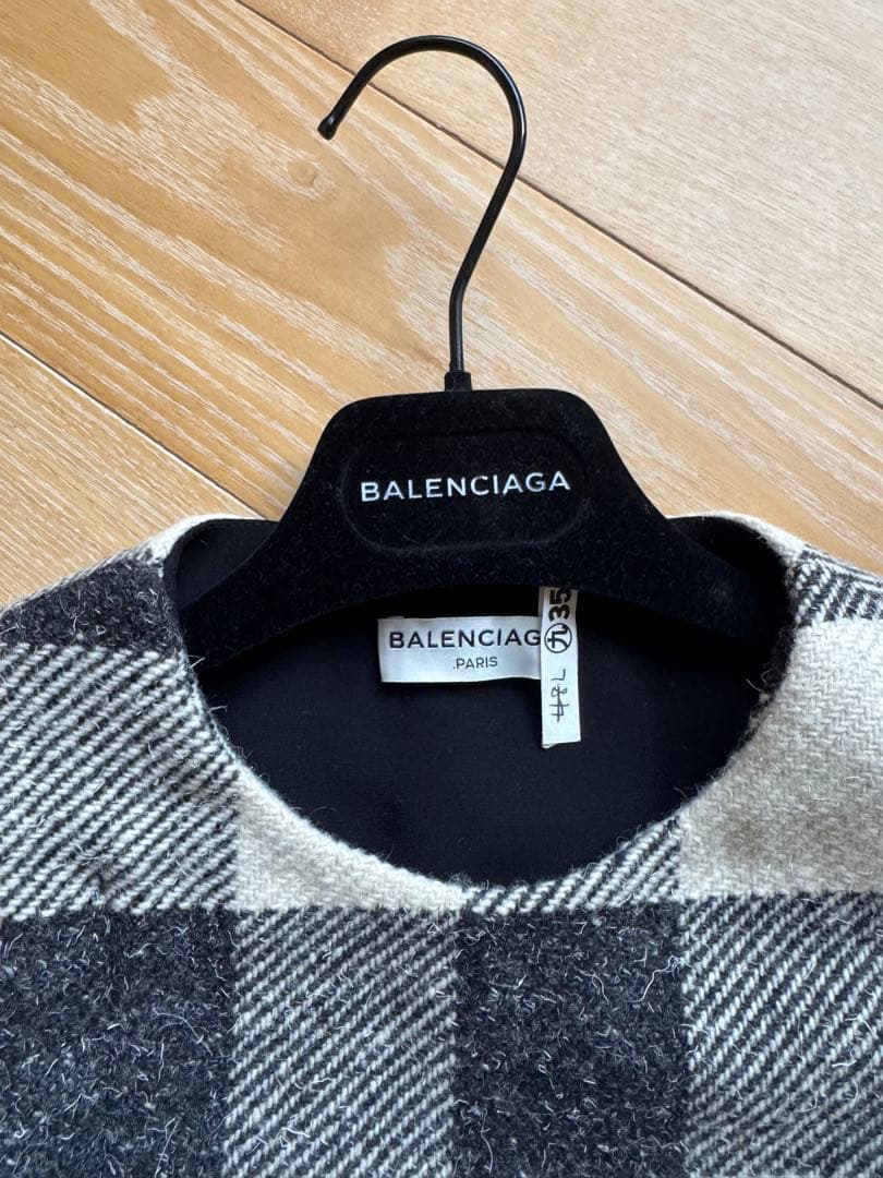 BALENCIAGA バレンシアガ チェック柄 ノースリーブ ひざ丈ワンピ 36