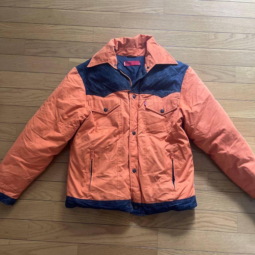 Levis REDTAB ダウンジャケット リーバイス M デニム オレンジ - メルカリ