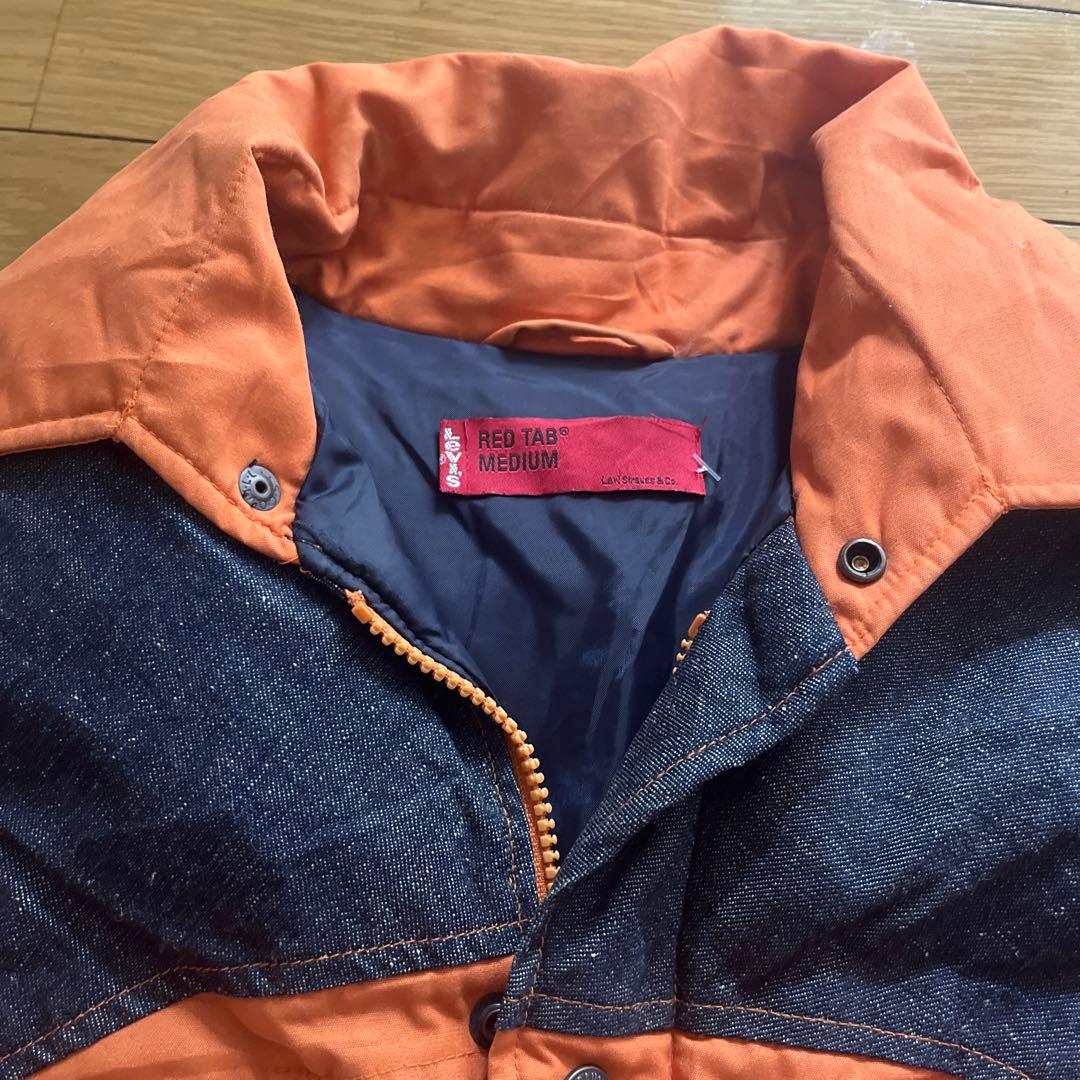 Levis REDTAB ダウンジャケット リーバイス M デニム オレンジ - メルカリ