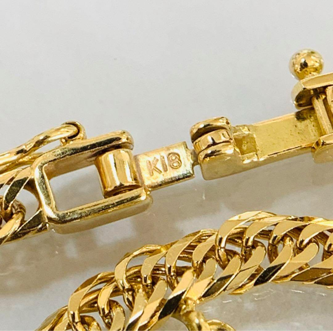 K18 YG 喜平8面トリプルハートチャーム付きブレスレット