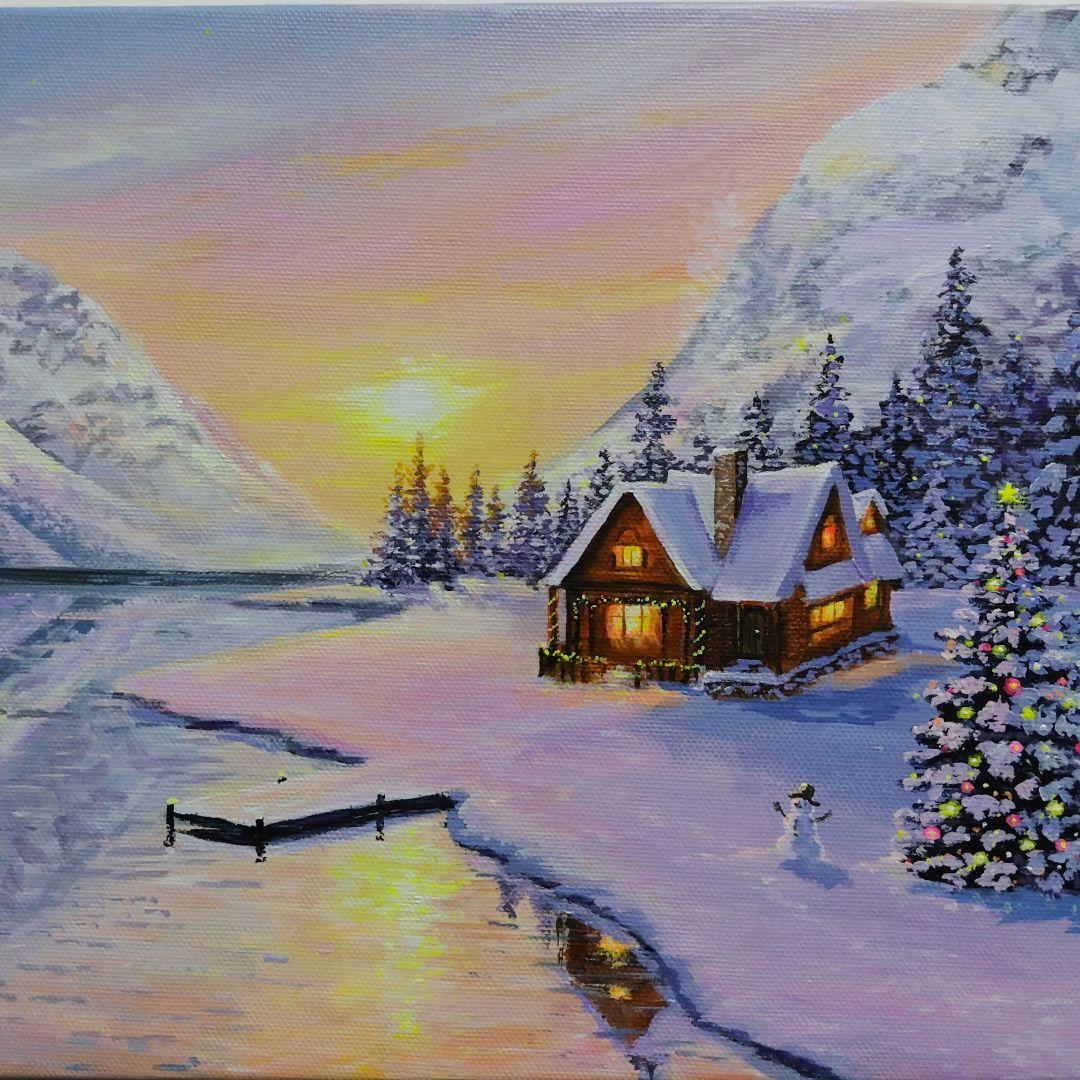 雪景色】アクリル画 F3 風景画 絵画 原画 - メルカリ