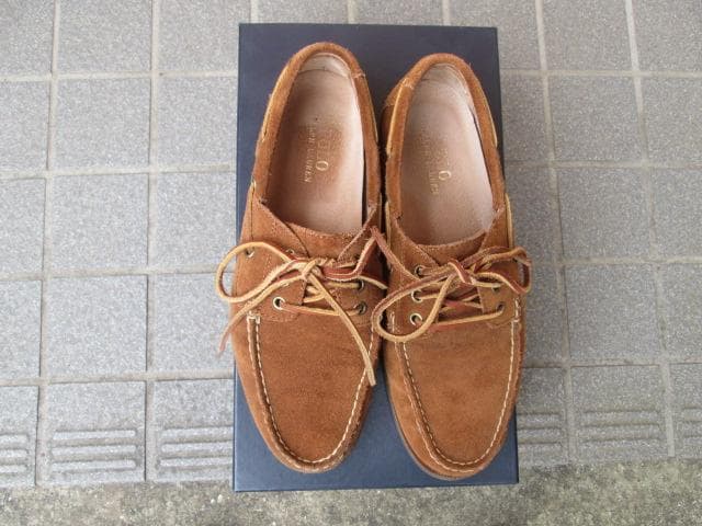 ポロラルフローレンブラウン レザーモカシンシューズ9.5D(27.5cm)細身